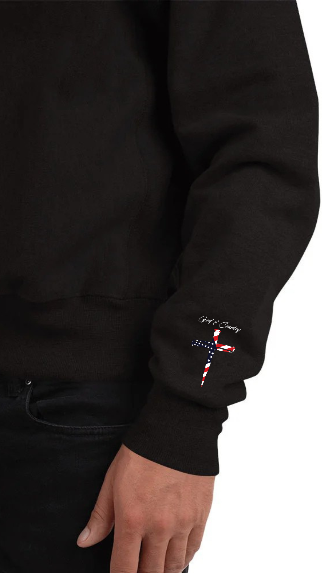 A man in a black sweat shirt